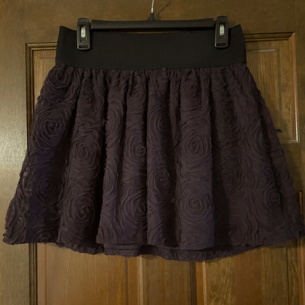 Stooshy Purple Rose Raised Floral Pattern Skirt